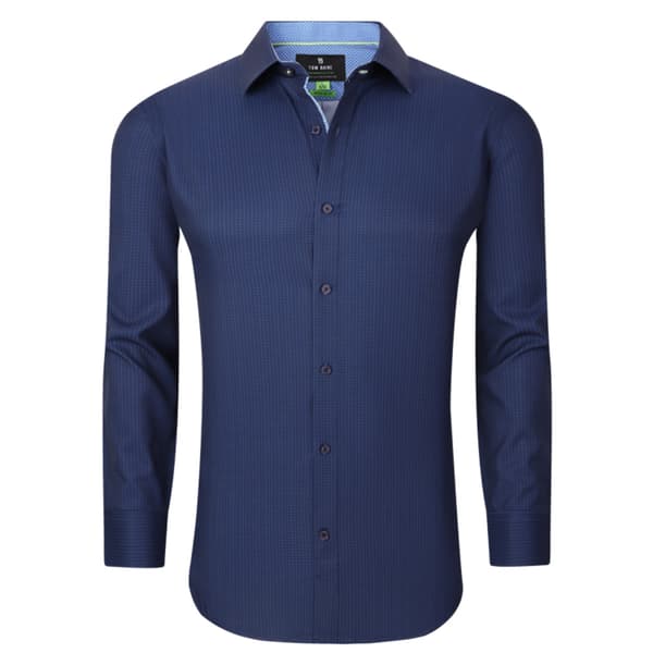 Mens Tom Baine Regular Fit Check Performance Dress Shirt - Navy - image 