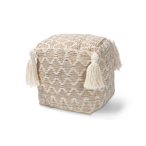 Baxton Studio Noland Handwoven Cotton and Hemp Pouf Ottoman