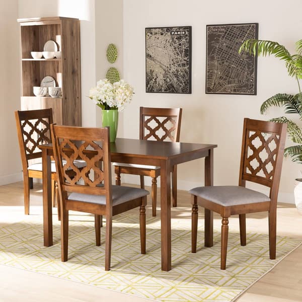Baxton Studio Ramiro Grey/Walnut Brown Wood 5pc. Dining Set
