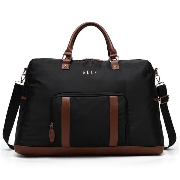 ELLE Luxe Journey Twill and Vegan Leather Weekender Duffel Bag