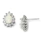 Sterling Silver Synthetic Opal Post Earrings - image 1