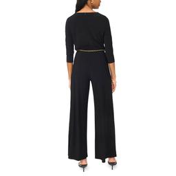 Womens MSK 3/4 Sleeve Drape Neck Belt Waist Jumpsuit