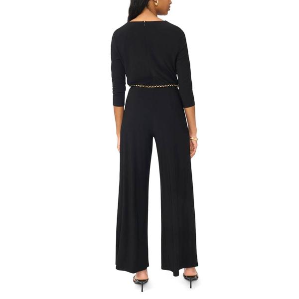 Petite MSK 3/4 Sleeve Drape Neck Belt Waist Jumpsuit