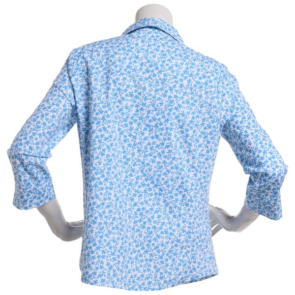 Womens Emily Daniels 3/4 Sleeve Knit To Fit Floral Button Down