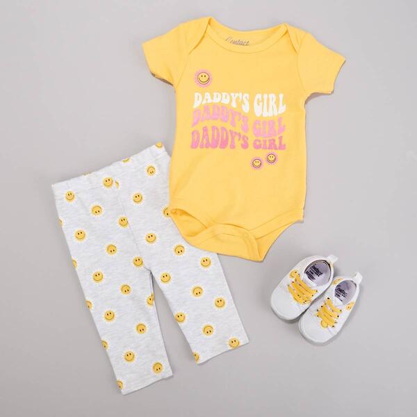 Baby Girl (NB-9M) Daddy&#39;&#39;s Girl Bodysuit &amp; Pants Set w/ Sneakers - image 
