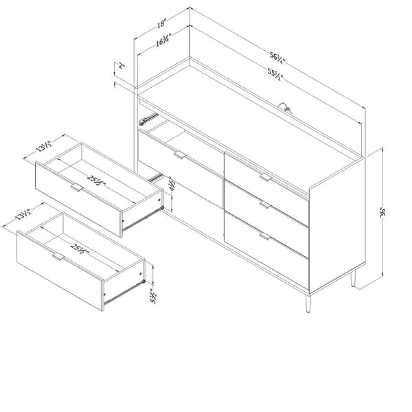 South Shore Hype Winter Oak 6-Drawer Double Dresser