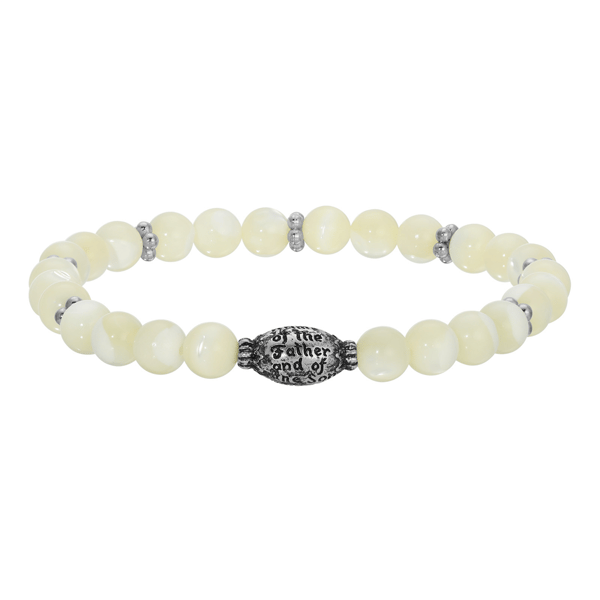 Symbols of Faith Silver-Tone MOP Bead Prayer Bracelet - image 