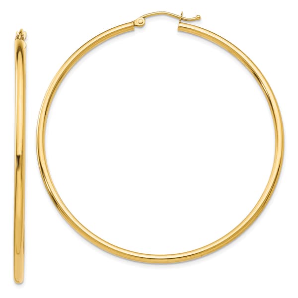 Gold Classics&#40;tm&#41; 14kt. Gold 55mm Tube Hoop Earrings - image 