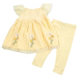 Baby Girl &#40;12-18M&#41; Biscotti Baby Dotted Mesh Dress & Legging Set