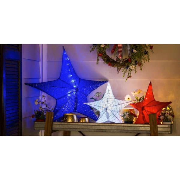 Evergreen Large Lighted Blue Fabric Star