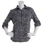 Womens Notations 3/4 Sleeve Print Zip Front Equipment Shirt - image 1