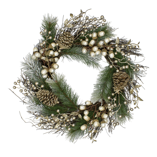 Northlight Acorn & Pinecone Flocked Pine Christmas Wreath