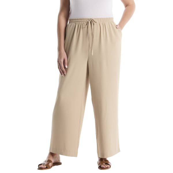 Plus Size Rafaella Pull On Tie Waist Wide Leg Pants - image 