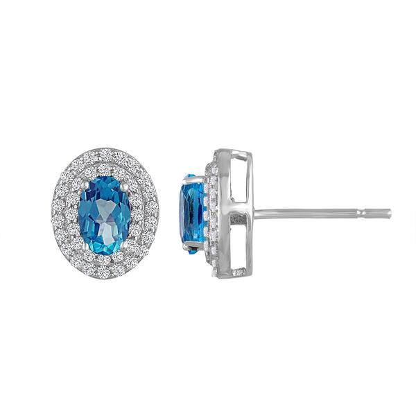 Gemstone Classics&#40;tm&#41; Sterling Silver Topaz & Sapphire Oval Earrings - image 