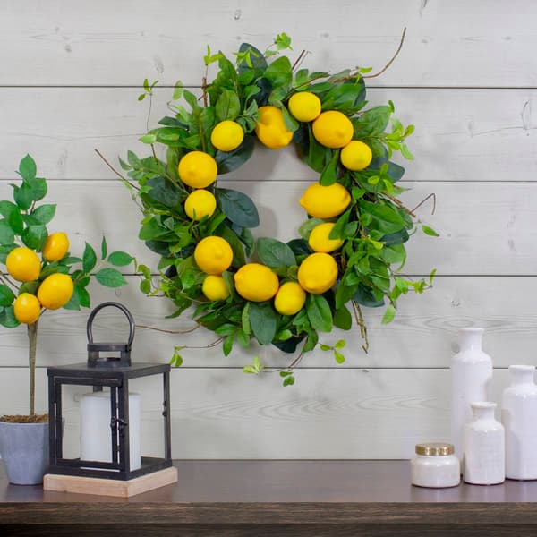 Northlight Seasonal Artificial Lemons &amp; Foliage Spring Wreath