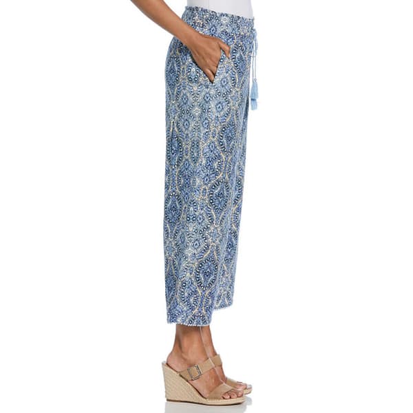 Womens Rafaella&#174; Scroll Bobble Trim Crop Drawcord Wide Leg Pants