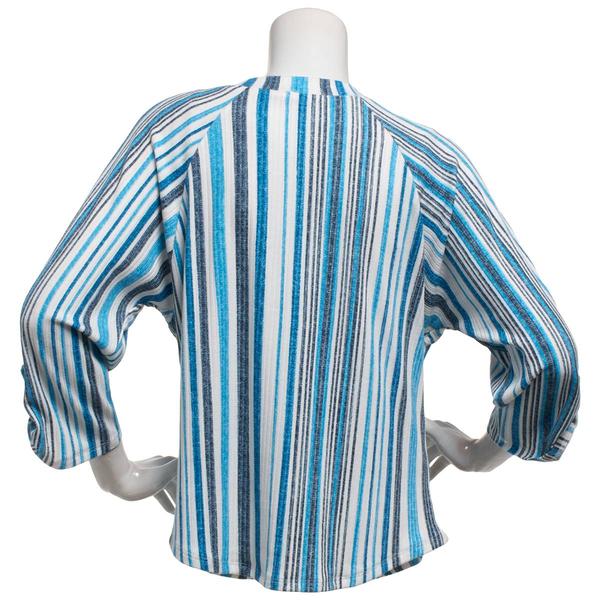 Womens Cure 3/4 Roll Tab Sleeve Stripe Button Front Blouse