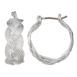 Napier 0.8in. Silver-Tone Small Textured Hoop Earrings