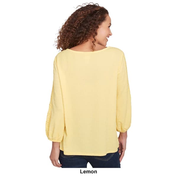 Petite Ruby Rd. Bella Vista Blouse Knit Top with Lace Trim