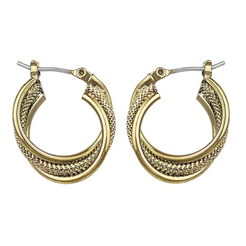 Roman Gold-Tone Twisted Mesh Hoop Earrings - image 