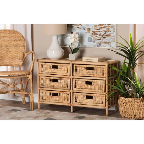 Baxton Studio Dariana Natural Brown 6-Drawer Storage Cabinet