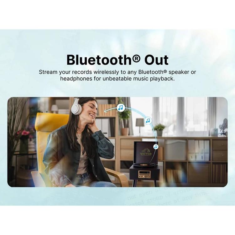 Victor® Newbury 8-in-1 Bluetooth Turntable Music Center