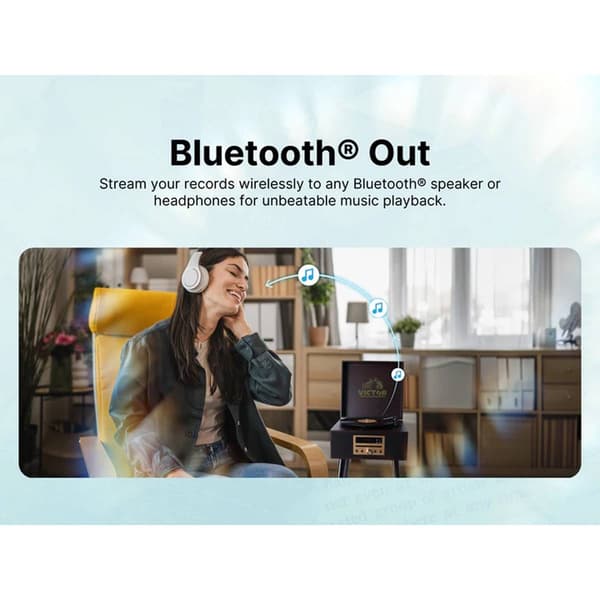 Victor® Newbury 8-in-1 Bluetooth Turntable Music Center