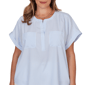Plus Size Hearts of Palm Aqua Fresh Short Sleeve Stripe Blouse - image 5