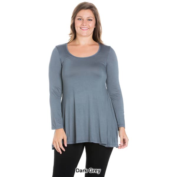 Plus Size 24/7 Comfort Apparel Poised Long Sleeve Swing Tunic