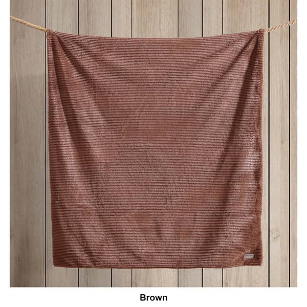 Eddie Bauer Ribbed Texture Stripe Solid Fleece Reversible Throw