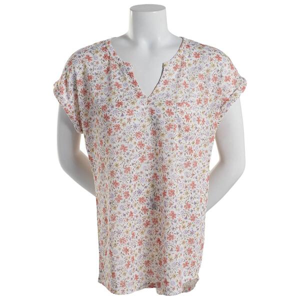 Plus Size Architect&#40;R&#41; Floral Garden Short Sleeve Poly Linen Tee - image 