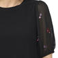 Womens Cece Short Beaded Floral Sleeve Mixed Media Blouse - image 3