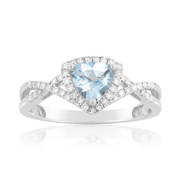 10kt. White Gold Trillion Aquamarine Ring - image 