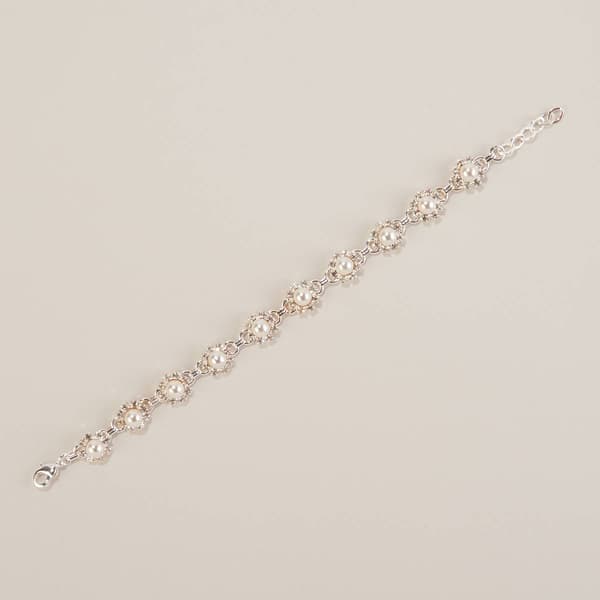 Rosa Rhinestones Pearl Daisies Bracelet - image 