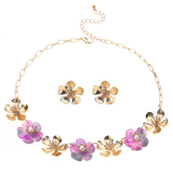 Ashley Cooper(tm) Multi Flower Necklace & Earring Set - image 