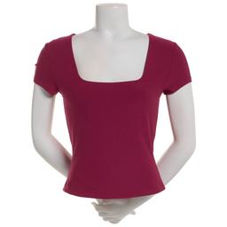 Juniors 7th & Hudson Short Sleeve Square Neck Double Layer Tee