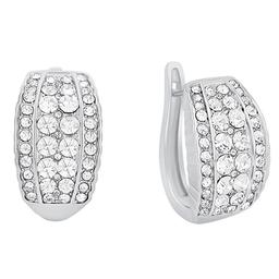 Marsala Silver Plated CZ Pave Hoop Earrings