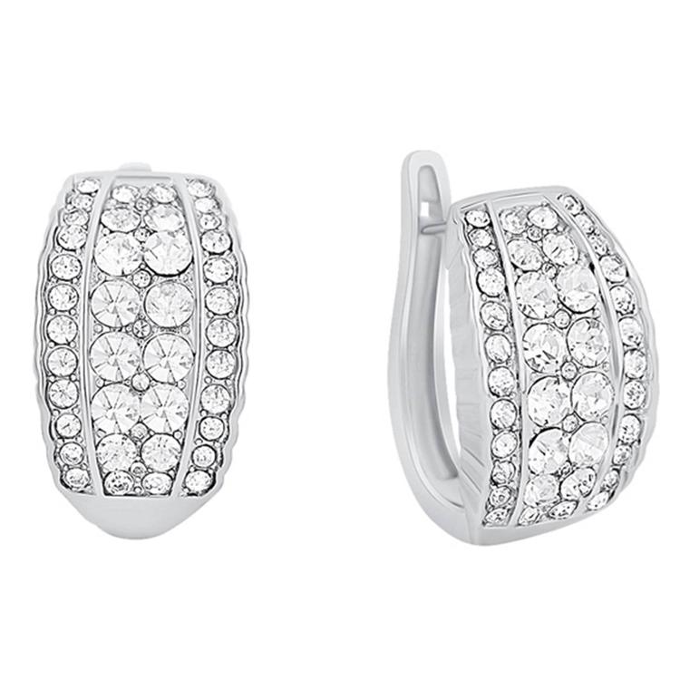 Marsala Silver Plated CZ Pave Hoop Earrings