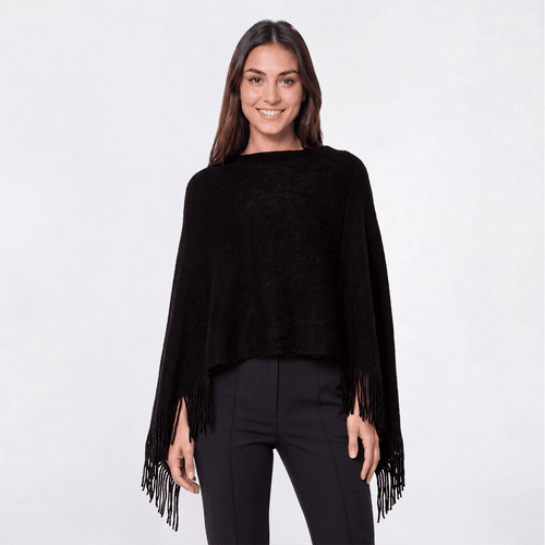 Womens Renshun Solid Fringe Poncho - image 