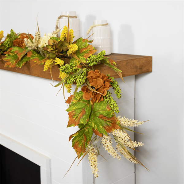 Northlight 5ft. Flowers with Wheat Fall Harvest Garland