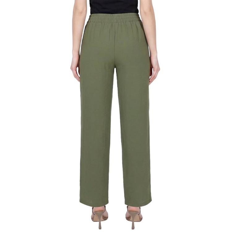 Petite NY Collection Solid Airflow Pants with Button