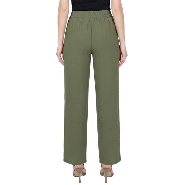Petite NY Collection Solid Airflow Pants with Button
