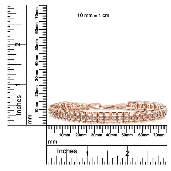 Haus of Brilliance Rose Gold over Silver Diamond Tennis Bracelet