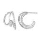 Sterling Silver Tailored Triple Hoop Earrings - image 1