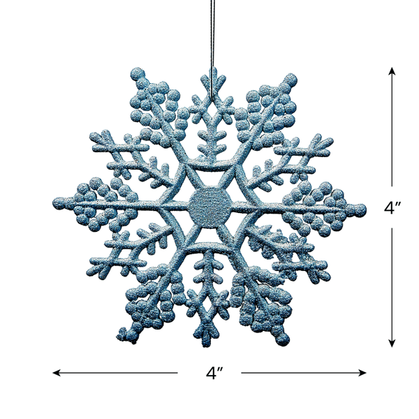 Northlight 24ct. Turquoise Glitter Snowflake Christmas Ornaments