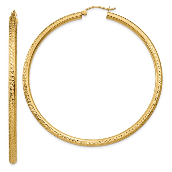 Gold Classics(tm) 14kt. Gold Diamond Cut 60mm Hoop Earrings - image 