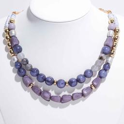 Ashley Cooper(tm) Multi Color 2 Row Necklace with Gold-Tone Accents