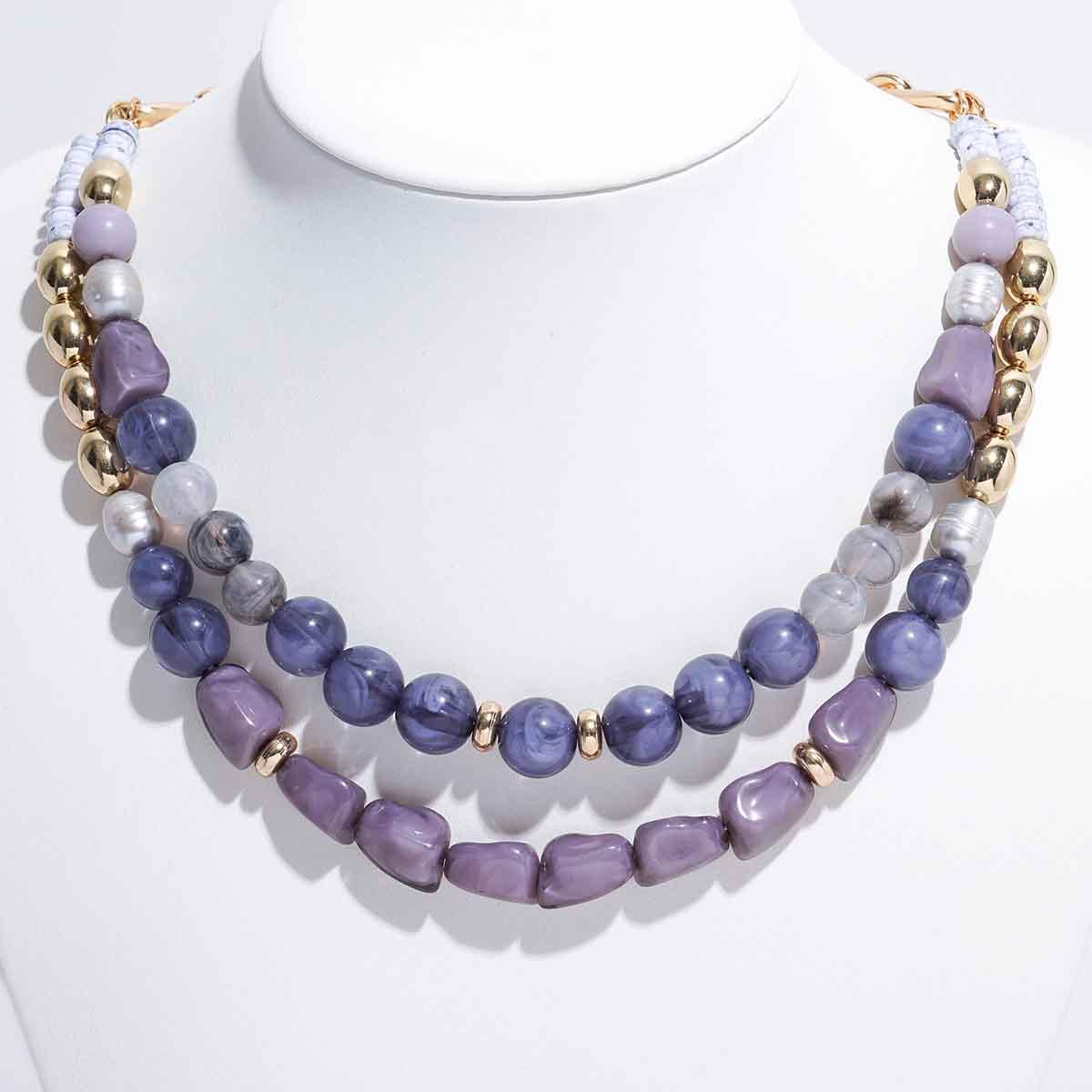 Ashley Cooper(tm) Multi Color 2 Row Necklace with Gold-Tone Accents