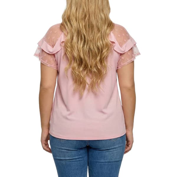 Plus Size NY Collection Double Ruffle Lace Sleeve Blouse