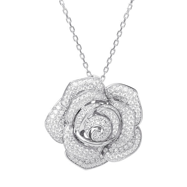 Splendere Sterling Silver Flower Pendant - image 